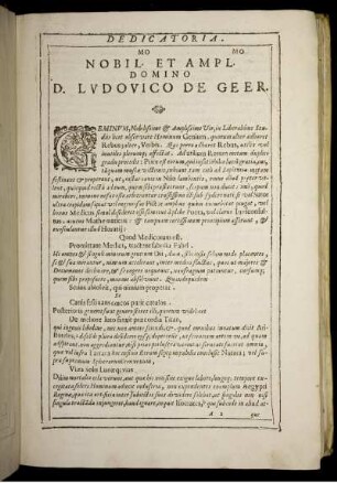 Mo Nobil Et Ampl. Domino D. Ludovico De Geer.