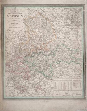 Karte von Sachsen-Anhalt und der angrenzenden Länder, 1:620 000, 1836