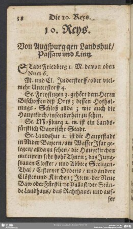 10. Reys. Von Augspurg gen Landshut, Passaw und Lintz