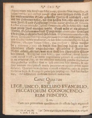 Caput Quartum de Lege, Unico, Excluso Evangelio, Peccatorum Cognoscendorum Principio.