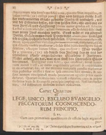 Caput Quartum de Lege, Unico, Excluso Evangelio, Peccatorum Cognoscendorum Principio.