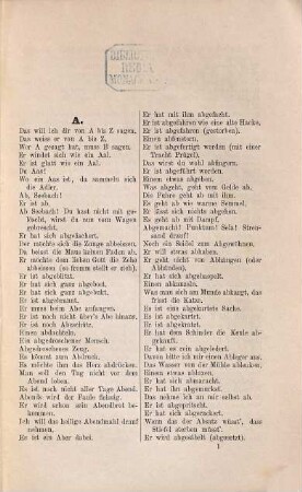 Sprichwörter und Redensarten in Rudolstadt und dessen nächster Umgegend, 1. Abteilung. A bis K