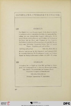Gobelins/ Perserteppiche (Nr. 105-118)