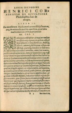 Henrici Cor. Agrippae De Occultiore Philosophia, sive de magia, Liber II.