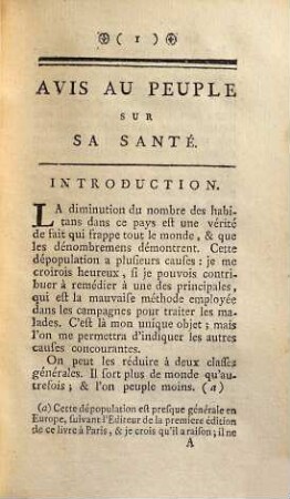Avis au peuple sur sa santé, 1