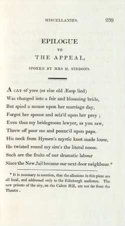 Epilogue to the appeal, spoken by Mrs H. Siddons