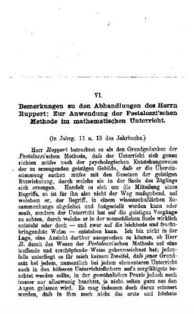 Bemerkungen zu den Abhandlungen des Herrn Ruppert: Zur Anwendung der Pestalozzi`schen Methode im mathematischen Unterricht : Bemerkungen zu den Abhandlungen des Herrn Ruppert ; Zur Anwendung der Pestalozzi`schen Methode im mathematischen Unterricht ; (in Jahrg. 11 und 13 des Jahrbuchs)