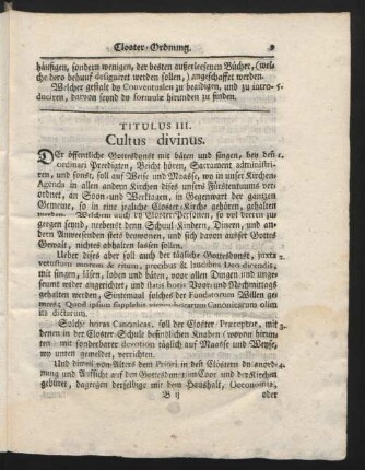 Titulus III. Cultus divinius.