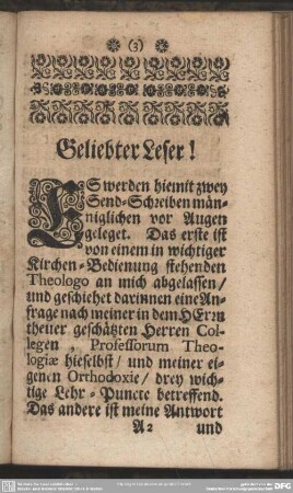 Geliebter Leser!