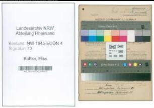 Entnazifizierung Else Kottke , geb. 19.05.1909 (Angestellte)