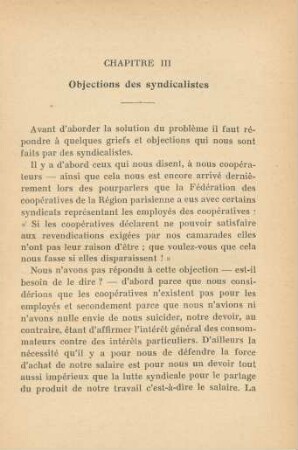 Chapitre III Objections des syndicalistes