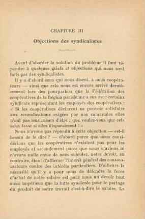 Chapitre III Objections des syndicalistes