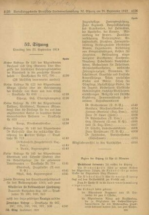 52. Sitzung, Dienstag den 23. September 1919