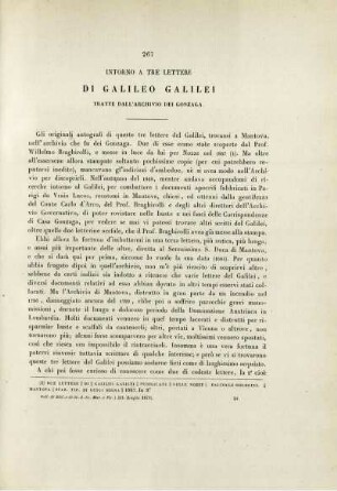 Intorno a tre lettere di Galileo Galilei tratte dall'Archivio dei Gonzaga.