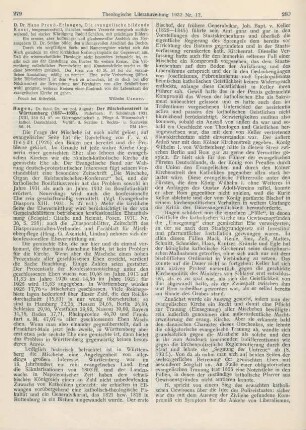 279-281 [Rezension] Hagen, August, Der Mischehenstreit in Württemberg (1837-1855)