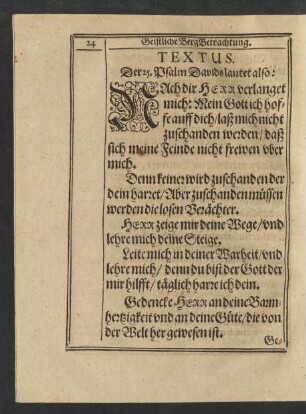 Textus. Der 25. Psalm Davids lautet also: