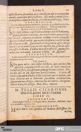 M. Tullii Ciceronis Epistolarum Selectarum Liber II.