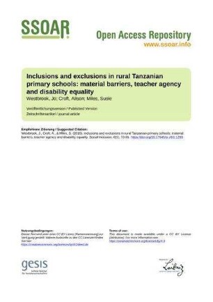 Inclusions and exclusions in rural Tanzanian primary schools: material barriers, teacher agency and disability equality