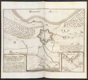 Belägerung Damme in Pommern durch Ihr Kayserl: May He. Geberal Feldzeugmeister Baron de Souches, und mitt acort erobert, im 9bris. Ao. 1659