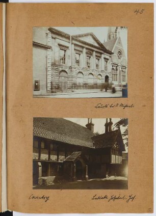 Platz bei St. Michaels, Coventry. Bablake Hospital, Coventry: Ansichten (aus: Skizzen- und Fotoalbum 26)