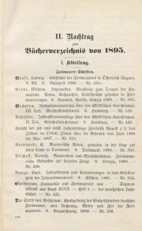 Nachtr. 2: Freimaurer-Schriften. Nichtmaurerische Schriften