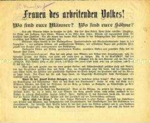 Anti-Kriegs-Flugblatt mit Aufruf zum Kampf für den Sozialismus