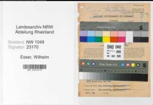 Entnazifizierung Wilhelm Esser , geb. 31.08.1898 (Bahnsekretaer)