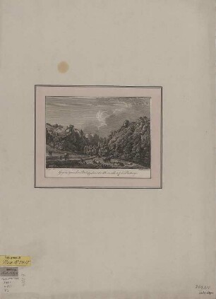 Ansicht von Freital/Potschappel, Kupferstich, um 1800 : Gegend zwischen Potschappel und der Pulvermühle auf dem Rückwege / Klengel del. J. A. Darnstedt sc. - [Nürnberg] : [Frauenholz] , [1799]. - 1 Kunstbl. : Kupferst. ; 19 x 13 cm