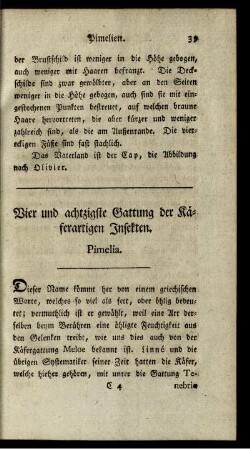 Vier und achtzigste Gattung der Käferartigen Insekten. Pimelia.