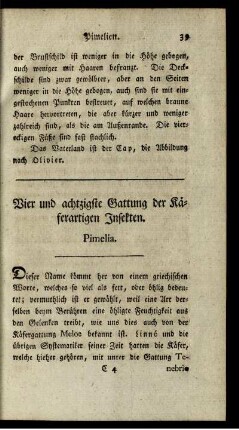 Vier und achtzigste Gattung der Käferartigen Insekten. Pimelia.