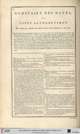 Glossaire des dates, ou liste alphabétique […]