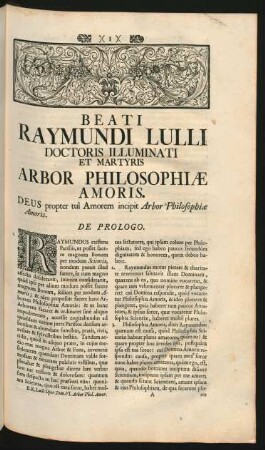 Beati Raymundi Lulli Doctoris Illuminati Et Martyris Arbor Philosophiae Amoris