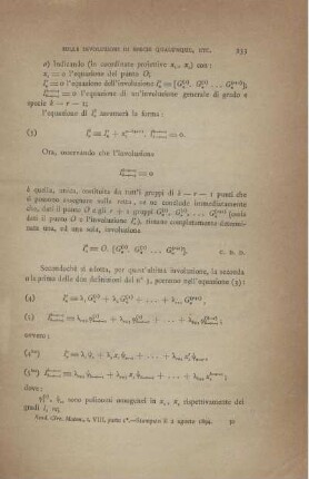 Sulle involuzione di specie qualunque.