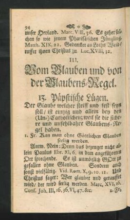 III. Vom Glauben und von der Glaubens-Regel.
