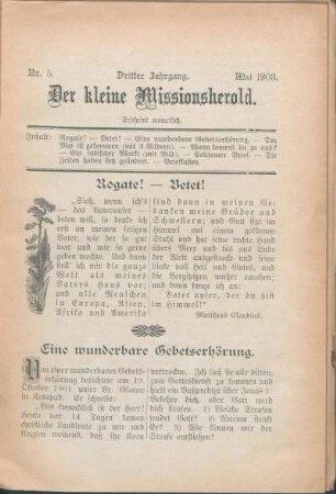 Nr. 5. Dritter Jahrgang. Mai 1903.