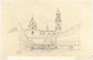 Gsaenger, Gustav; München, Theatinerstr.; Bayerisches Kultusministerium, Erweiterung - Überarbeitung Erweiterungsbau (Perspektive)