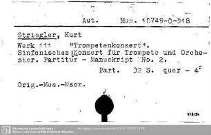 Striegler, Kurt, Konzert für Trompete