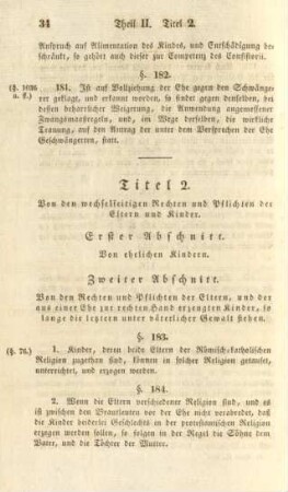 Titel 2. Von den wechselseitigen Rechten und Pflichten der Eltern und Kinder