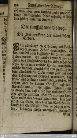 Der funffzehende Abweg. Die Verwerffung des mündlichen Gebets