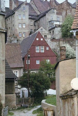 DDR. Bautzen. Häuser der Altstadt im Spreetal
