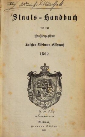 Staatshandbuch für das Großherzogtum Sachsen, 1869