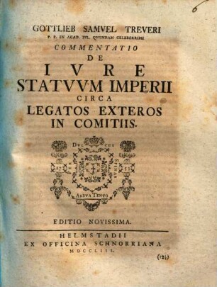 Commentatio de iure statuum Imperii circa legatos exteros in comitiis