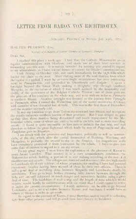 Letter from Baron von Richthofen