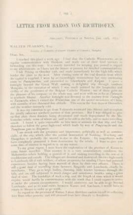 Letter from Baron von Richthofen