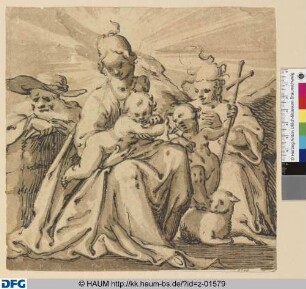 Die Heiligen Familie mit dem kleinen Johannes und einem Heiligen