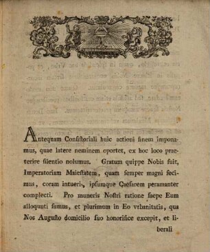 Allocutio recitata in publico consistorio, quod habuit Vindobonae in aula imperiali die XII. Aprilis 1782