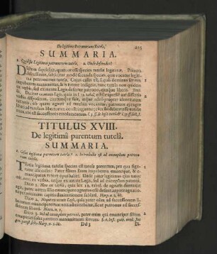 Titulus XVIII. De legitimâ parentum tutelâ.