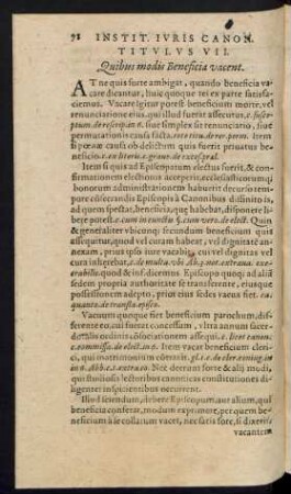Titulus VII. Quibus modis Beneficia vacent.
