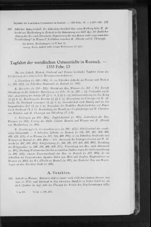Tagfahrt der wendischen Ostseestädte in Rockstock. - 1535 Febr. 13