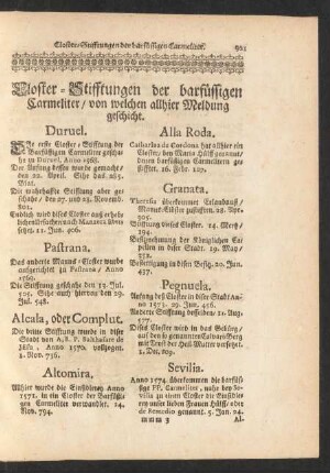 Closter-Stifftungen der barfüssigen Carmeliter / von welchen allhier Meldung geschicht